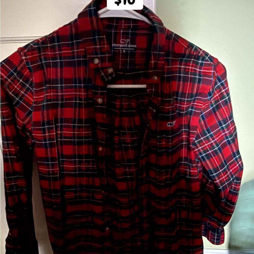 Vineyard Vines  Red and Blue Plaid Shirt